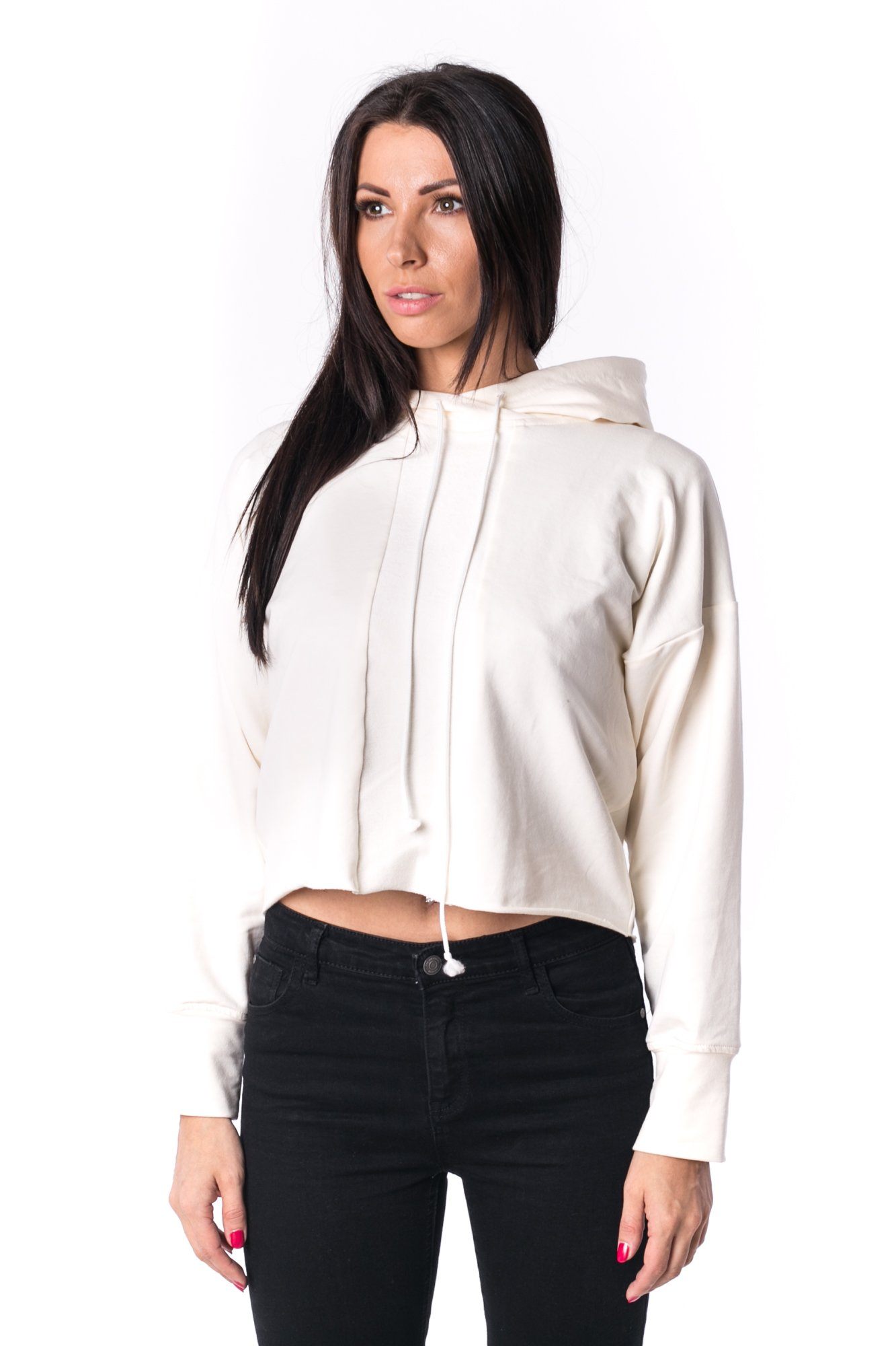 The Woman Panelled Cropped Hoody 17 // pearl