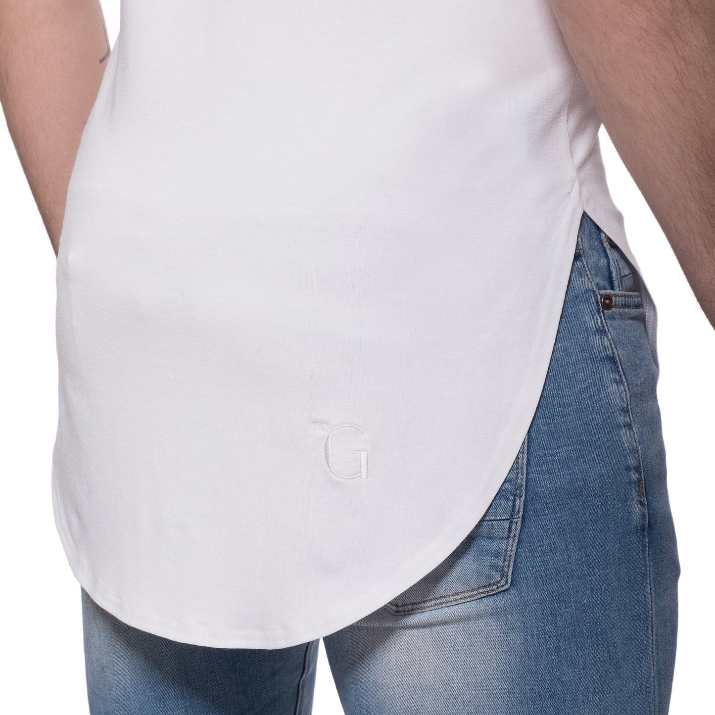 TheG Man Viscose Basic 2/2 Long Tee // white