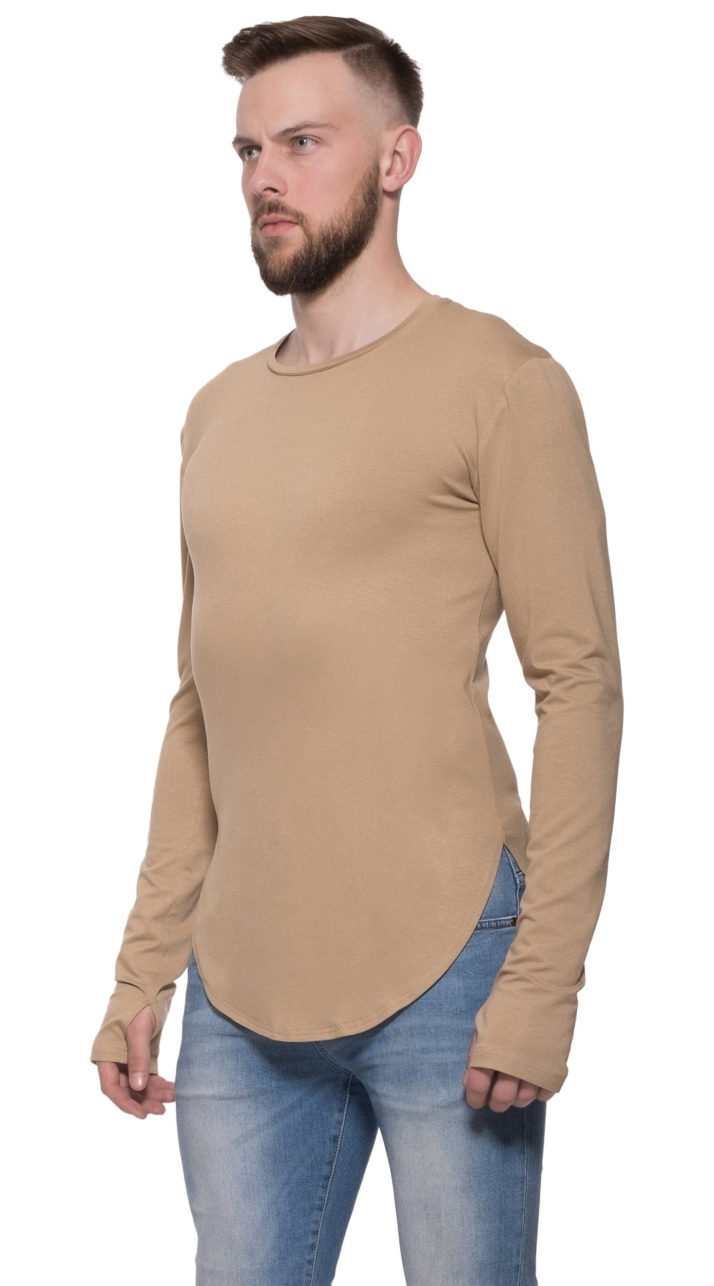 TheG Man Viscose Under Long Tee // camel